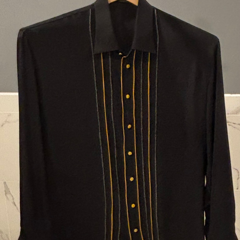 Elegant Black Shirt with Gold Detailing
